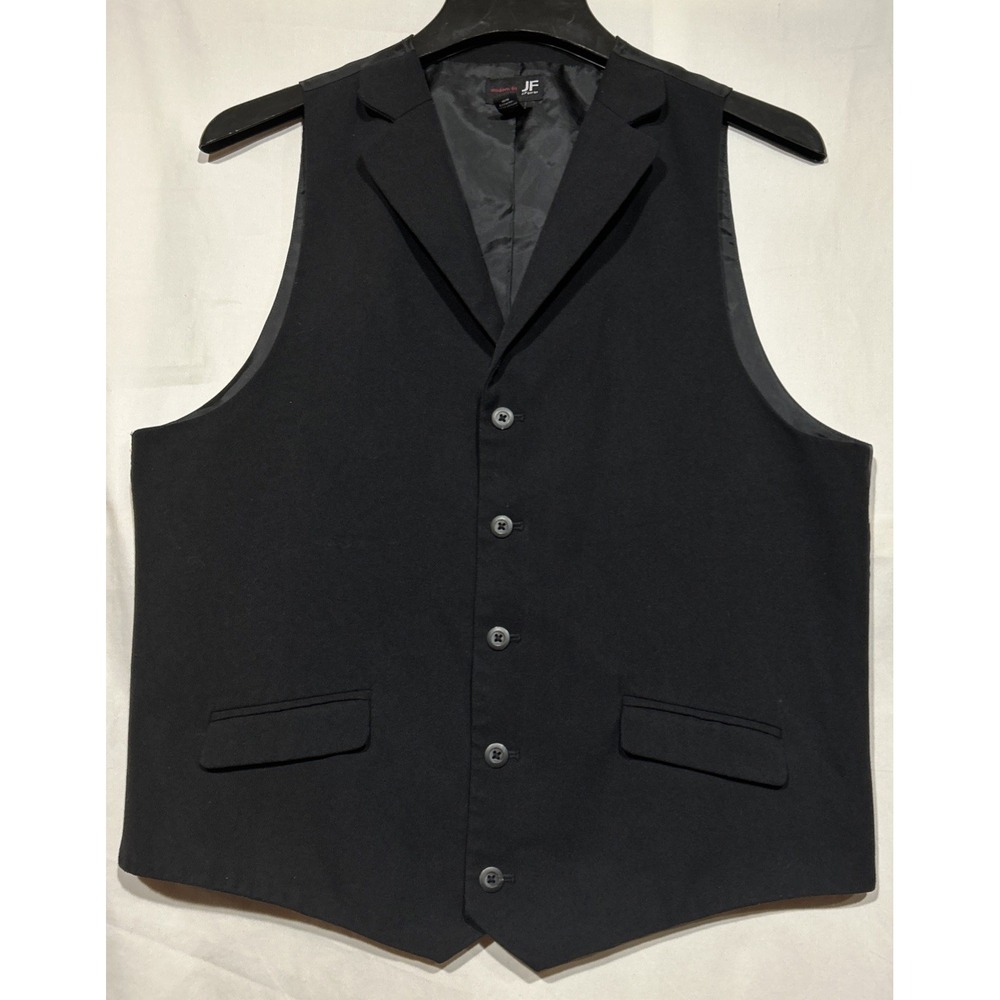 Formal Waistcoat Wedding Vest Black Sz M Satin Lined Back Buckle 5 Button Down